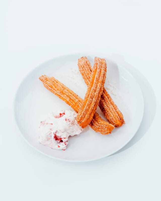 Churros with Dulce de Leche & Chocolate.